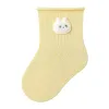 Light yellow baby socks with a little rabbit decoration at the top, made of pure cotton, soft and anti-slip Item Picture